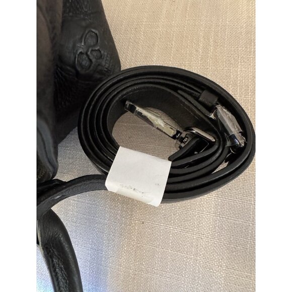 NWT IO PELLE ITALIA Large SKULL Embossed Leather Shoulder Bag Tote $695 Black - Picture 6 of 15